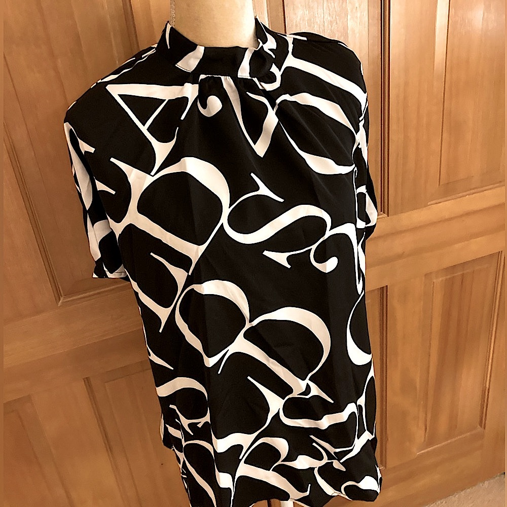 Dolman Sleeved Letter Print Designer Blouse. - Picture 2 of 14